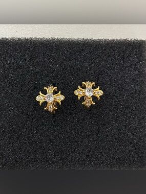 13mm CZ Cross Hoop Earrings for Men Women Streetwear Punk Hip Hop Unisex Earring